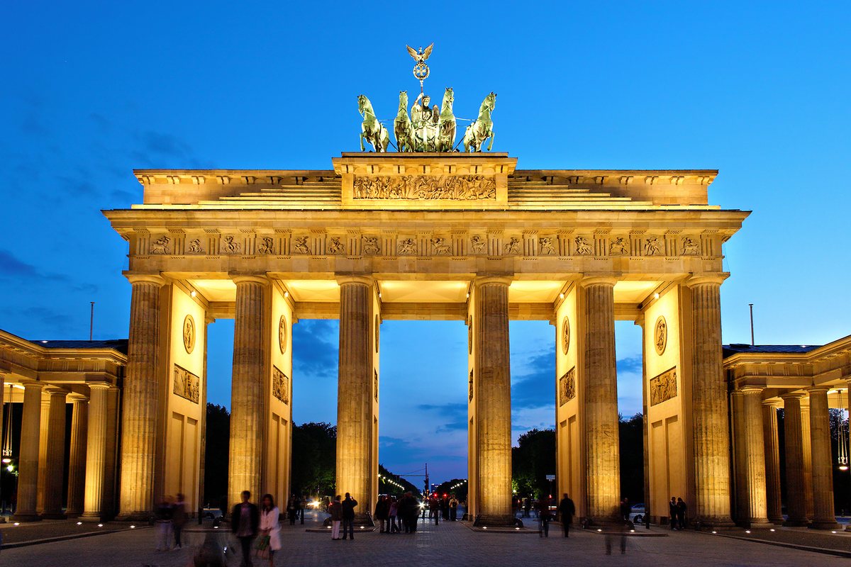 Illuminated Brandenburg Gate in Berlin