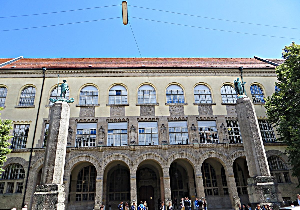 Historic main building entrance of Ludwig Maximilian University in Munich
